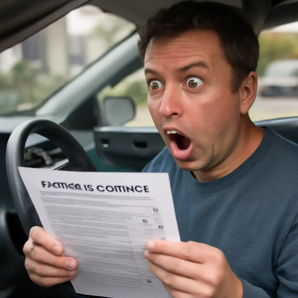 Person surprised by hidden car rental fees at the counter