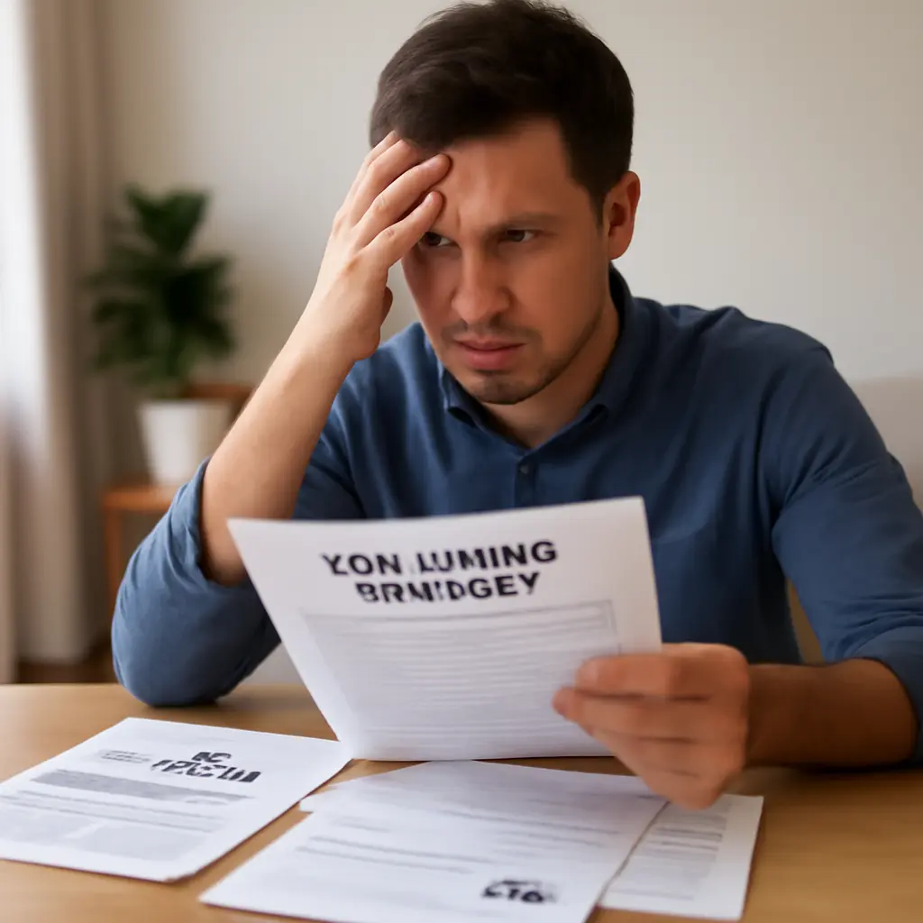 Person looking at rental paperwork and bills